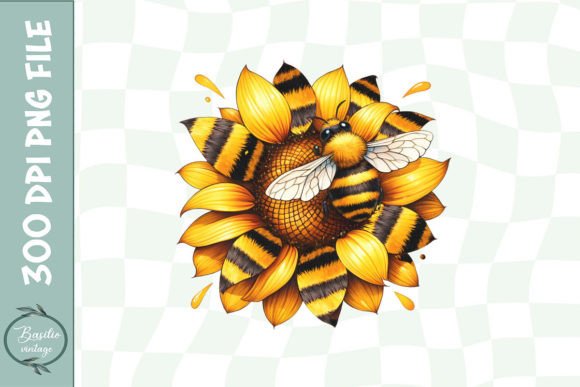 Bee Sunflower Honey Floral Bee PNG