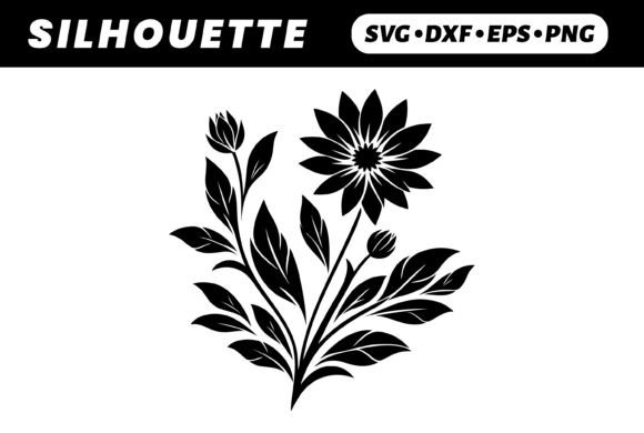 Black Floral Silhouette White BG