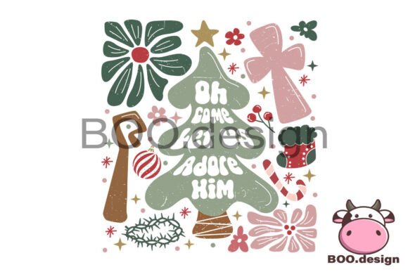 Boho Floral Christmas Png, Xmas Png