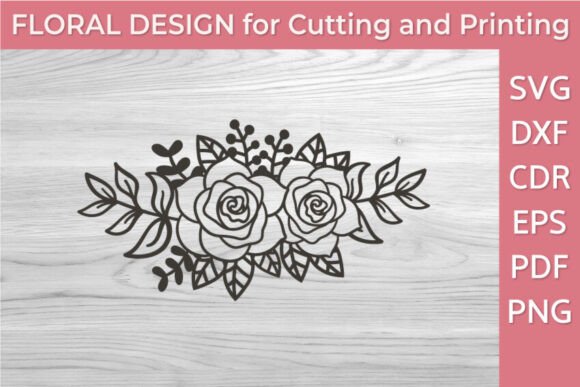 Delicate Rose Outline Decoration SVG