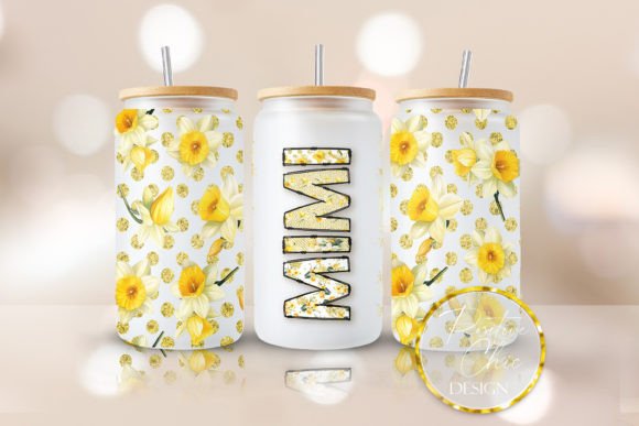 Floral Mimi 16oz Glass Can Wrap PNG