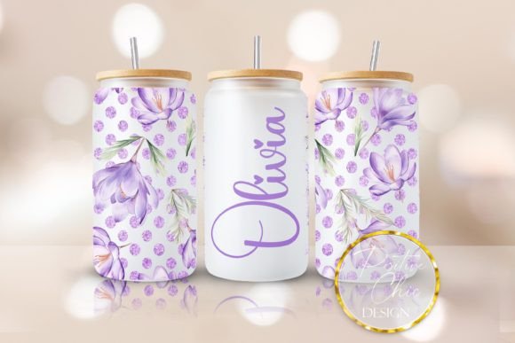 Floral Personalized Libbey Glass Wrap