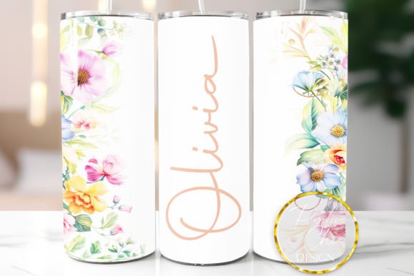 Floral Personalized Tumbler Wrap Design