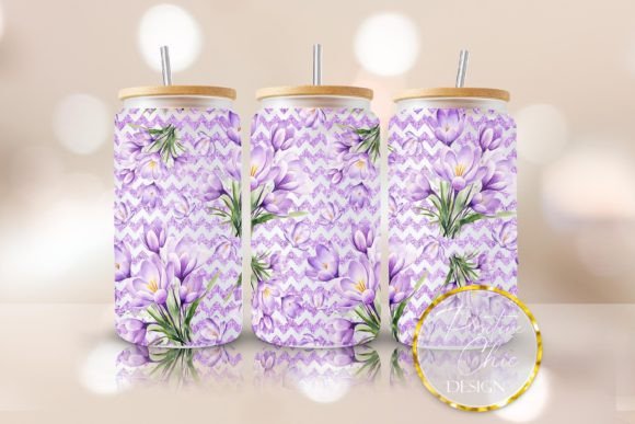 Floral Purple Libbey Can PNG UVDTF Wraps