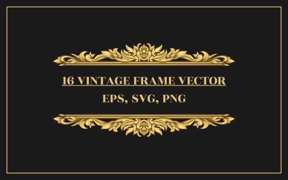 Gold Frame Vintage with Floral Design