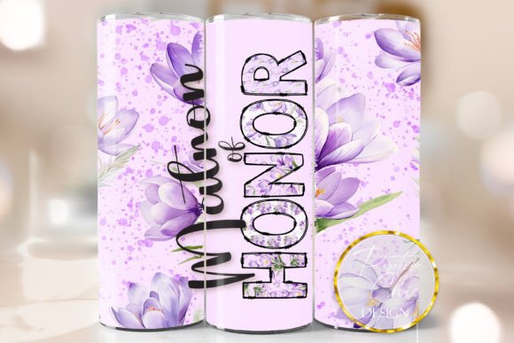 Matron of Honor Floral Tumbler Wrap PNG