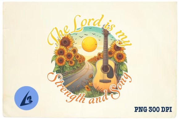 My Strength and Song Guitar Floral PNG