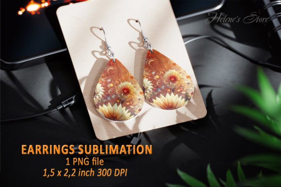 Retro Floral Teardrop Earring Sublimate