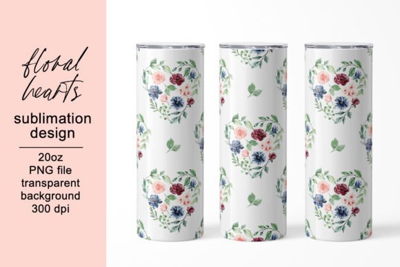 Tumbler Wrap, Floral Hearts Sublimation
